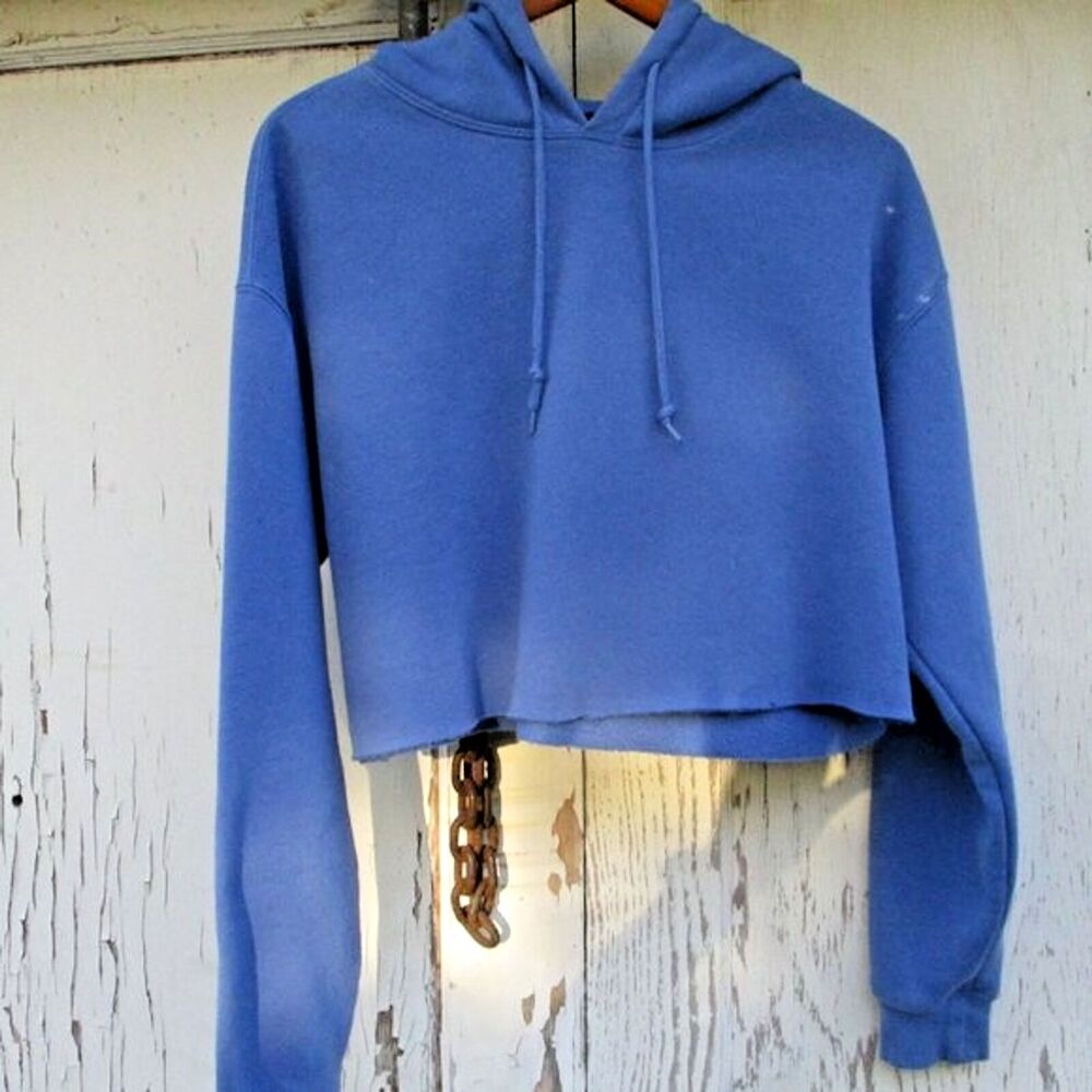 Cropped Hoodie Women's Med Blue Long Sleeve Out From Under Urban Outfitters